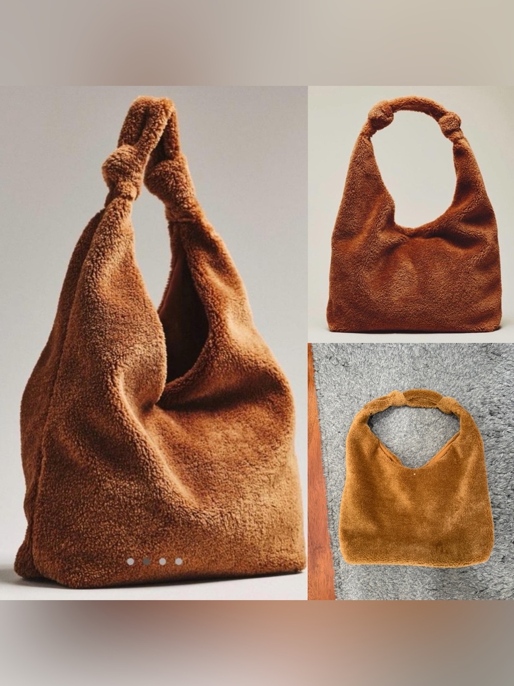 Anthropologie The Love Knot Slouchy Sherpa Tote